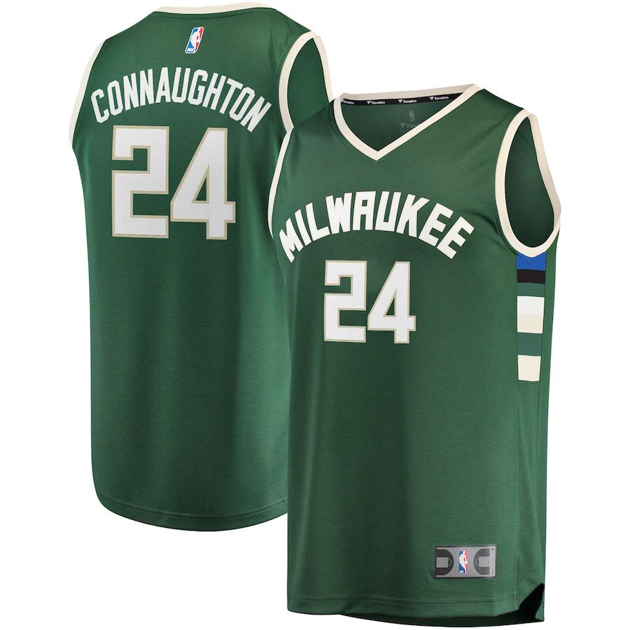 Men Milwaukee Bucks 24 Pat Connaughton Fanatics Branded Hunter Green Fast Break Replica NBA Jersey